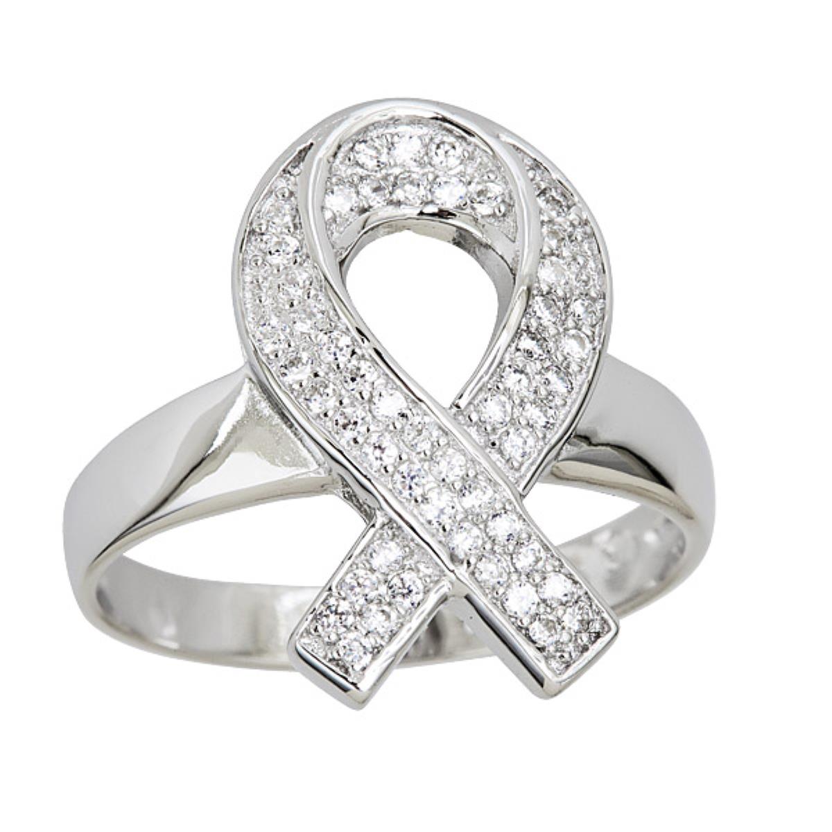 Sterling Silver Pave Ribbon Ring