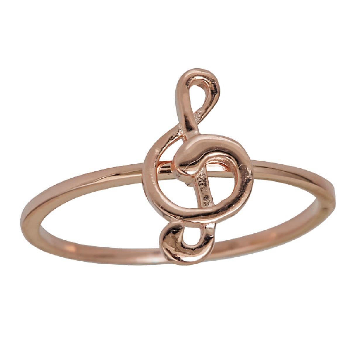 Sterling Silver Rose Musical Note Ring