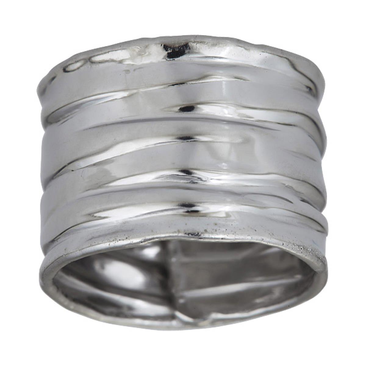 Sterling Silver Rhodium Adj Fashion Textured Ring