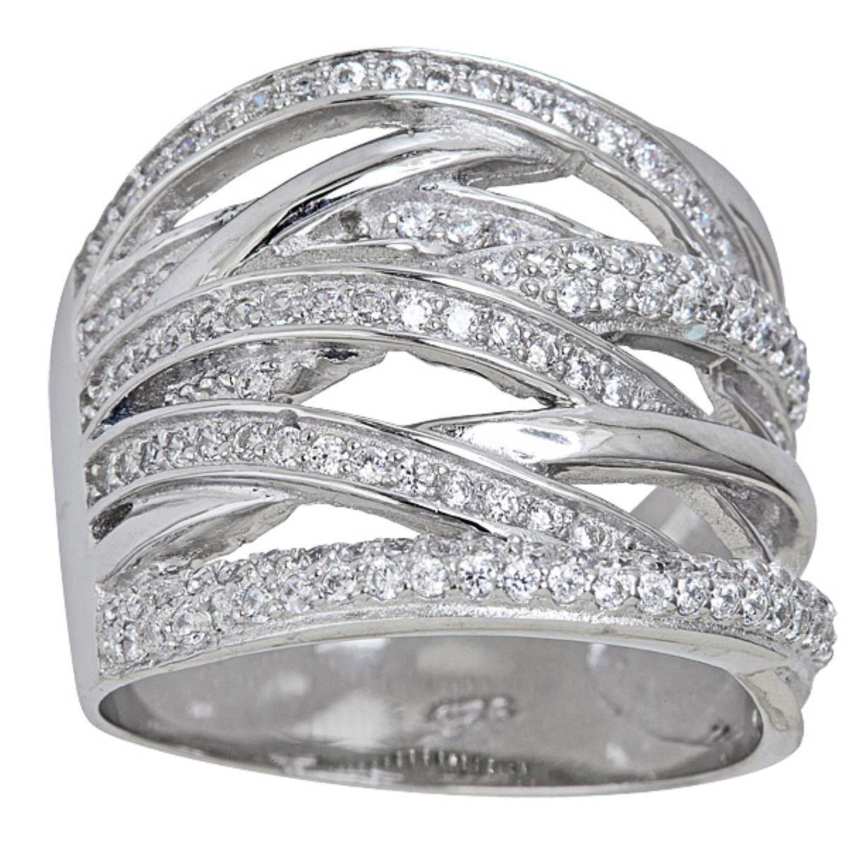 Sterling Silver Pave Highway Ring