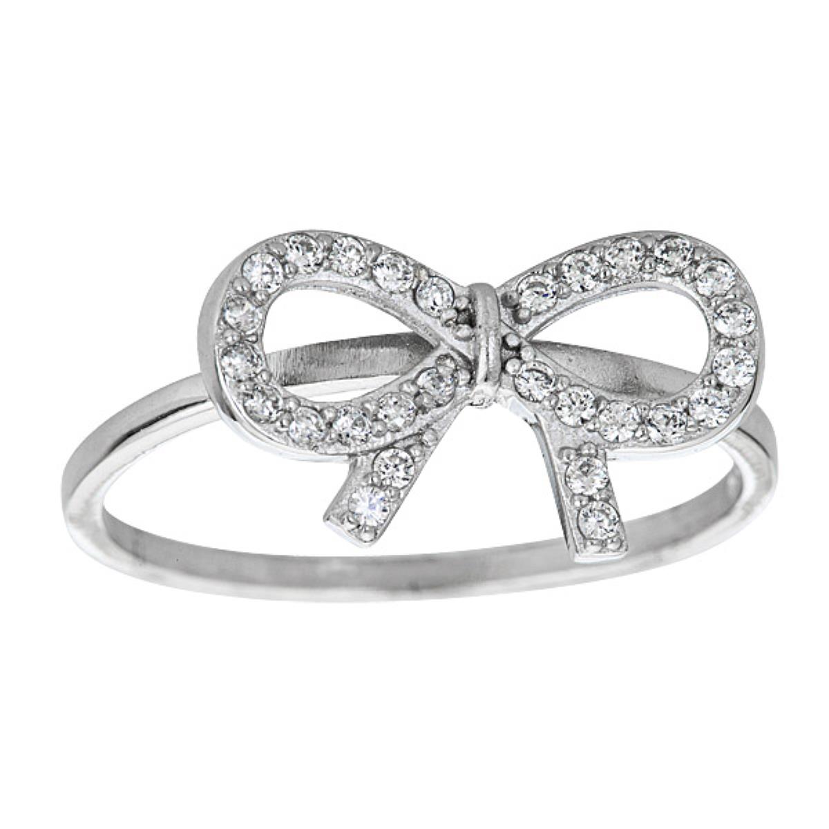 Sterling Silver Pave Ribbon Ring