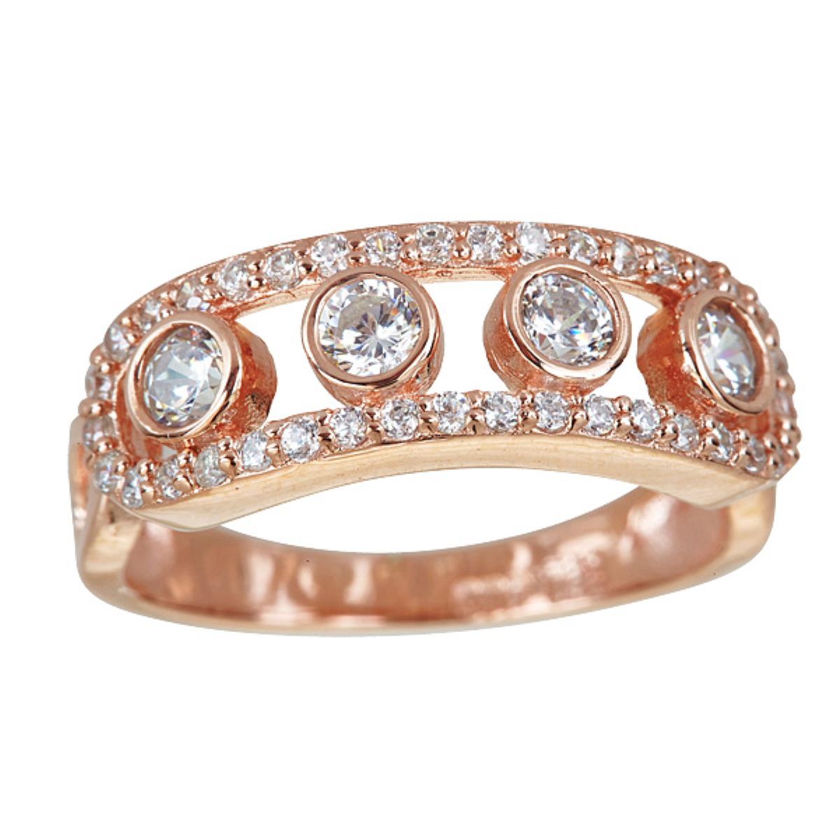 Sterling Silver Rose Floating Bezel Fashion Ring