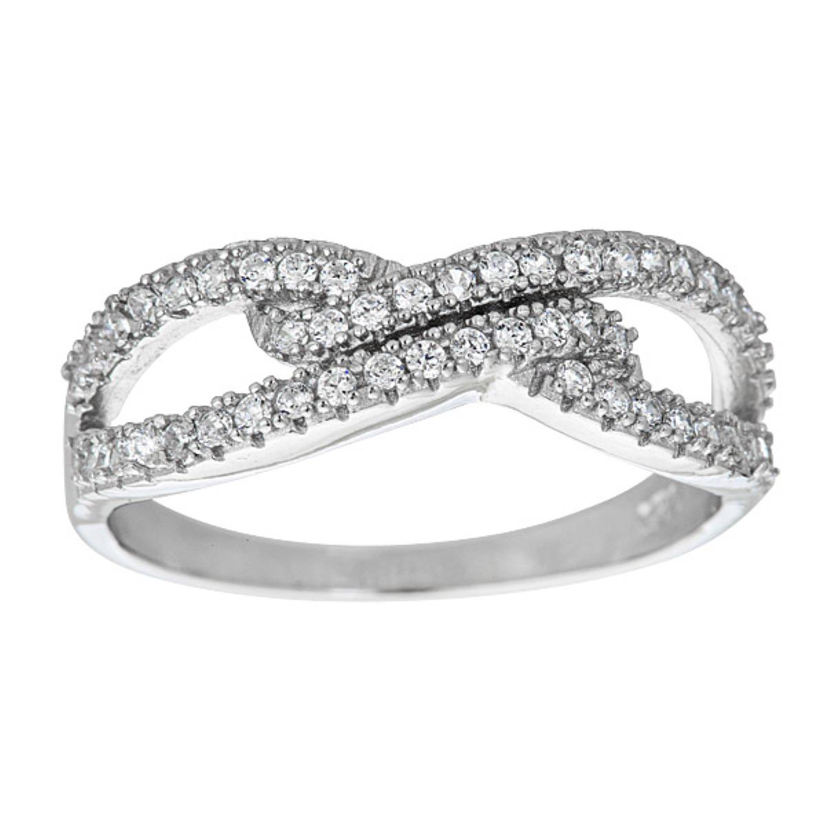 Sterling Silver Pave Love Knot Ring