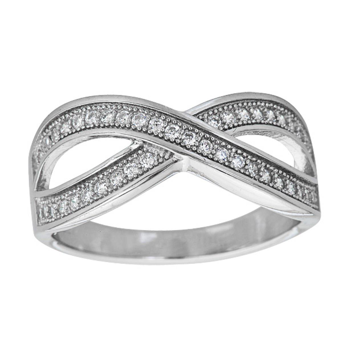 Sterling Silver Rhodium 9.5mm Milgraine Pave Infinity Ring