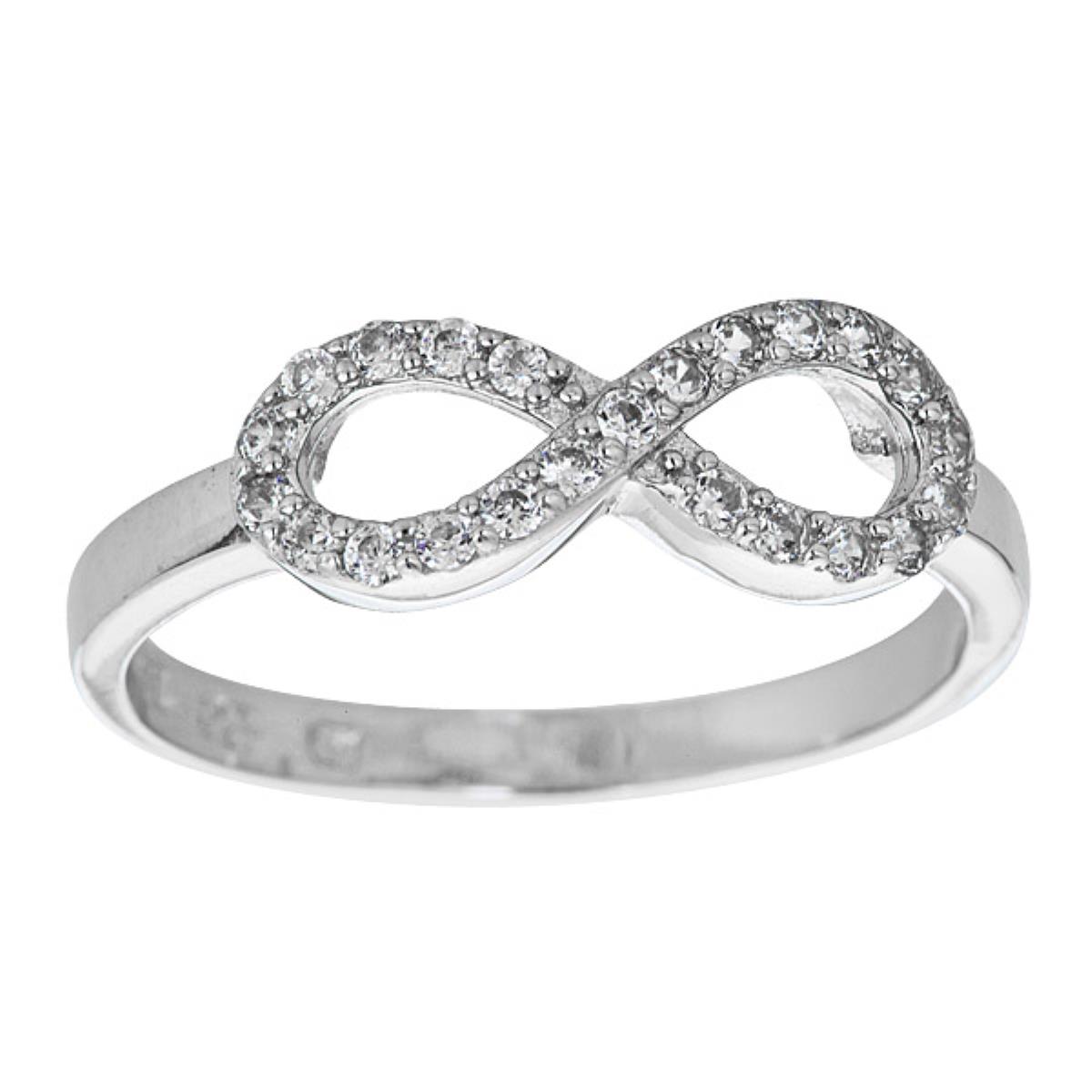 Sterling Silver Rhodium Pave Infinity Ring