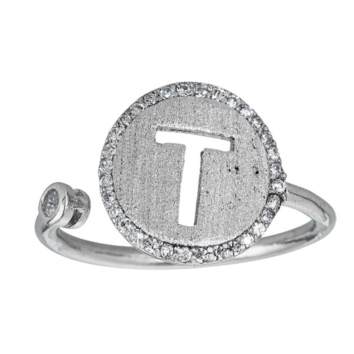Sterling Silver Initial T Ring