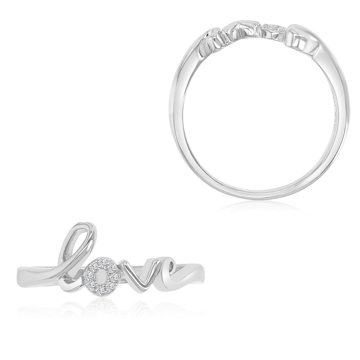 Sterling Silver 8mm Pave Script Love Ring