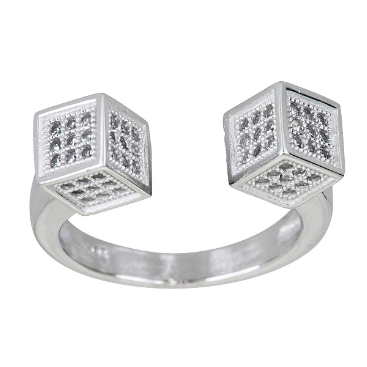 Sterling Silver Boxed Pave Trend Ring