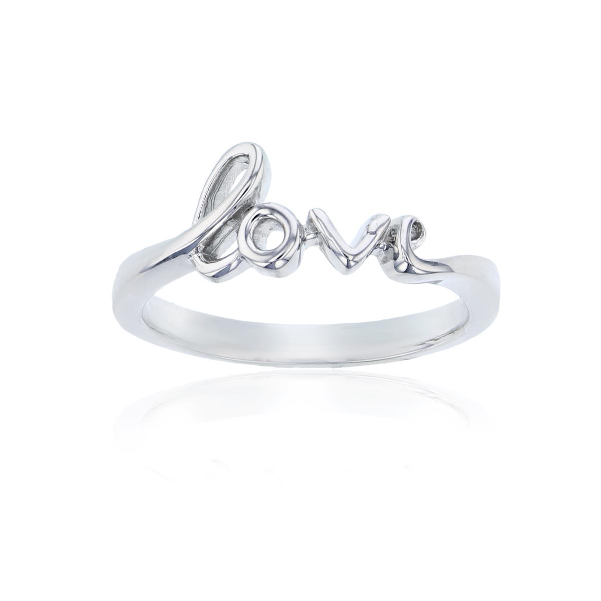 Sterling Silver Rhodium Script Love Ring