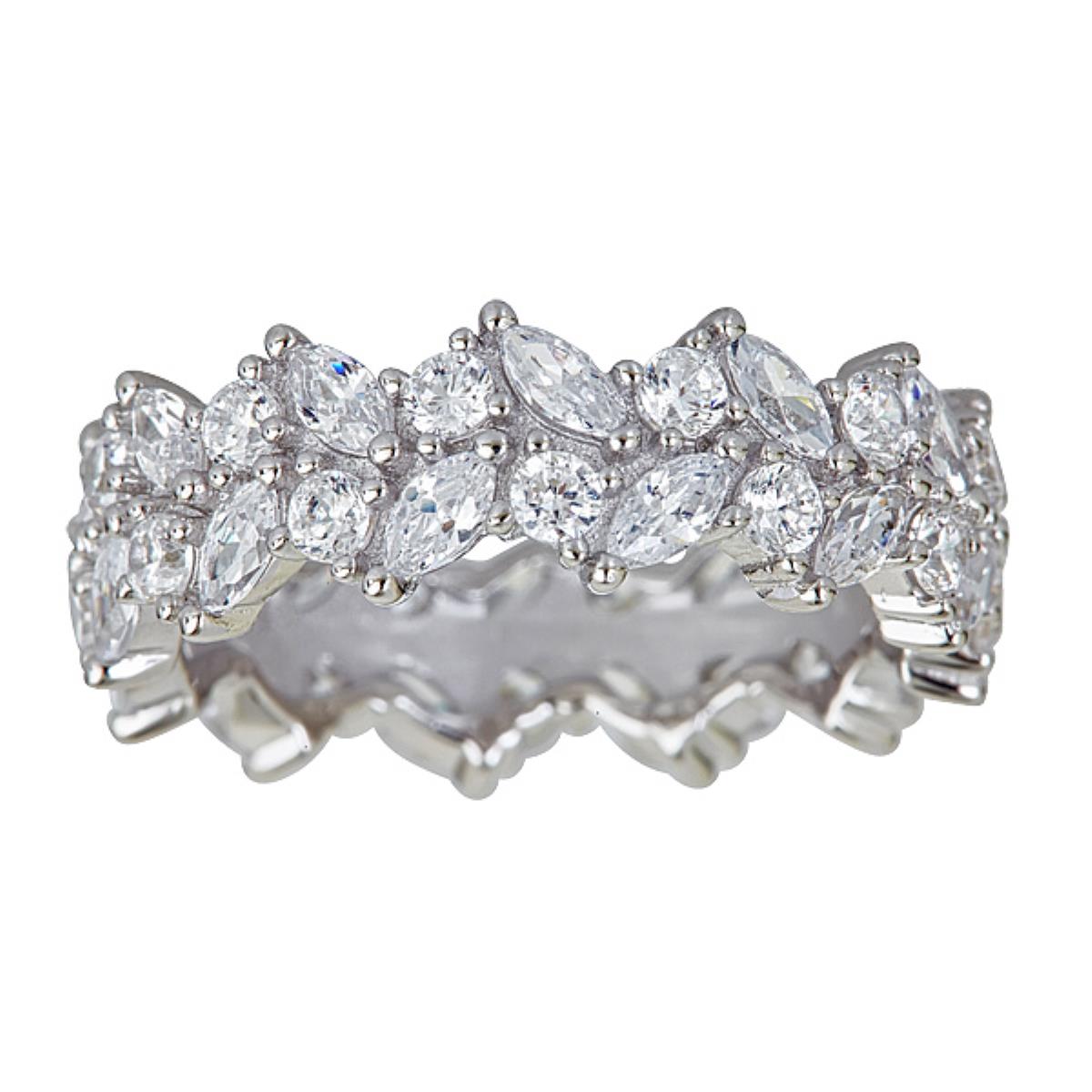 Sterling Silver Marquise & Round Eternity Band