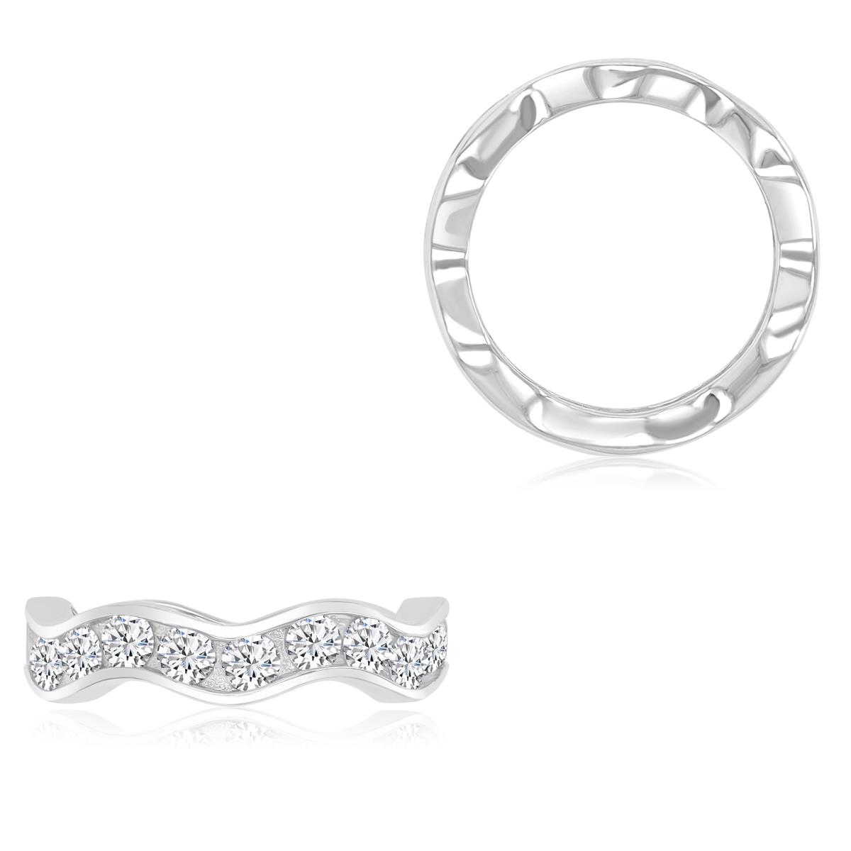 Sterling Silver Rhodium 4mm Channel Squiggly Eternity Band