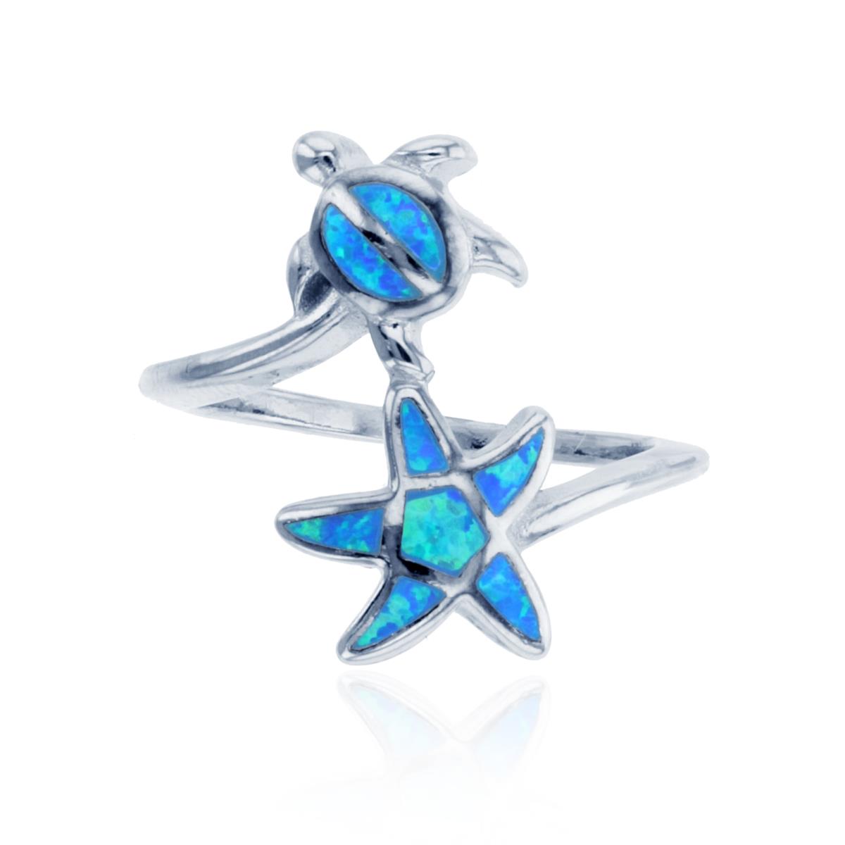 Sterling Silver Starfish & Turtle Ring