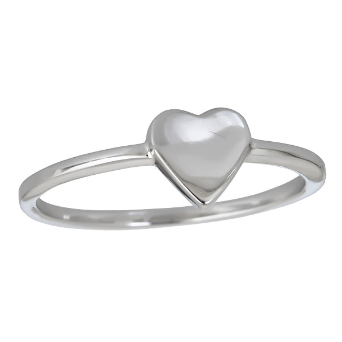 Sterling Silver Rhodium 6mm High Polished Heart Ring