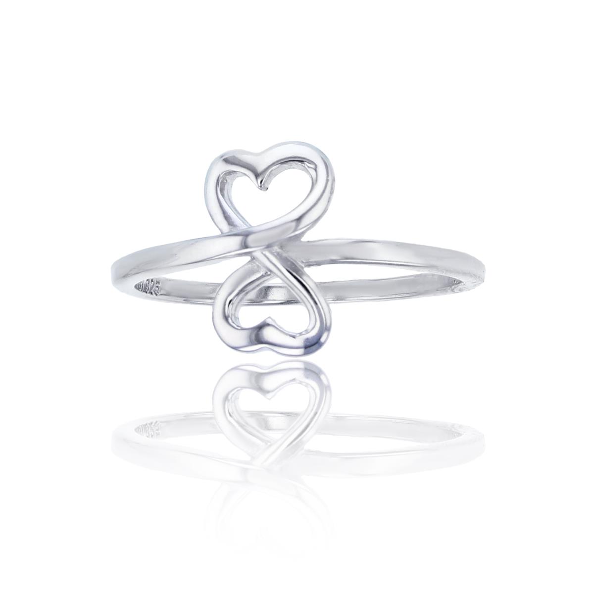 Sterling Silver Rhodium 11mm High Polished Infinity Hearts Ring