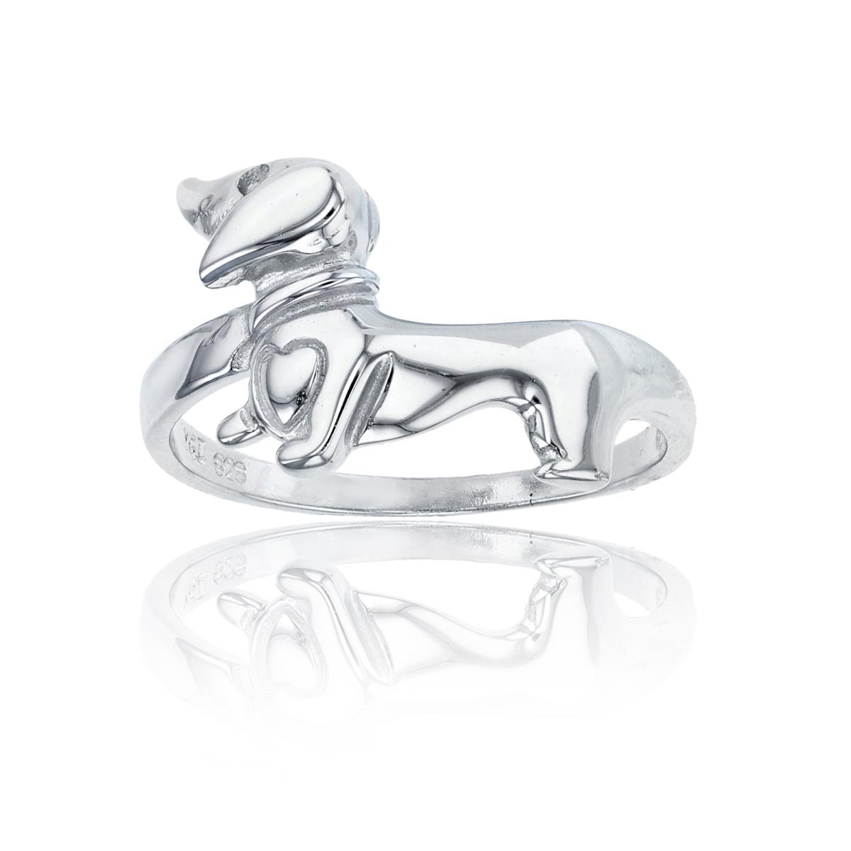 Sterling Silver Rhodium High Polished Dog Ring