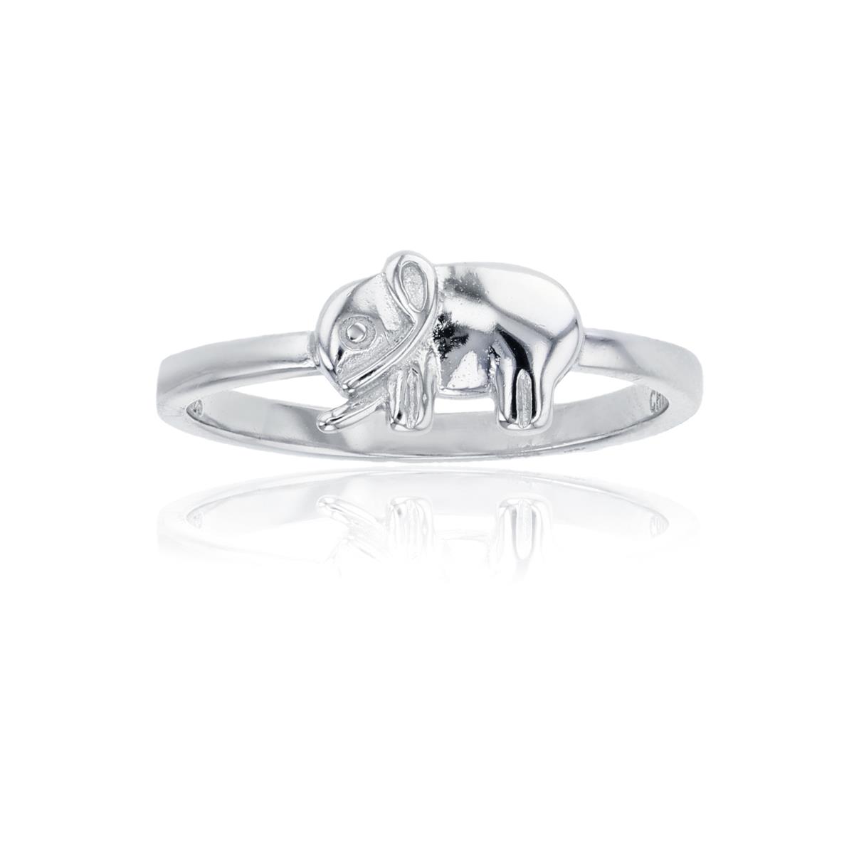 Sterling Silver Rhodium High Polished Elephant Ring