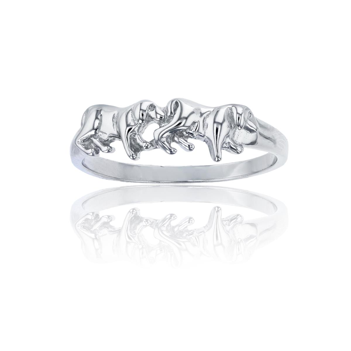 Sterling Silver Double Lion Ring
