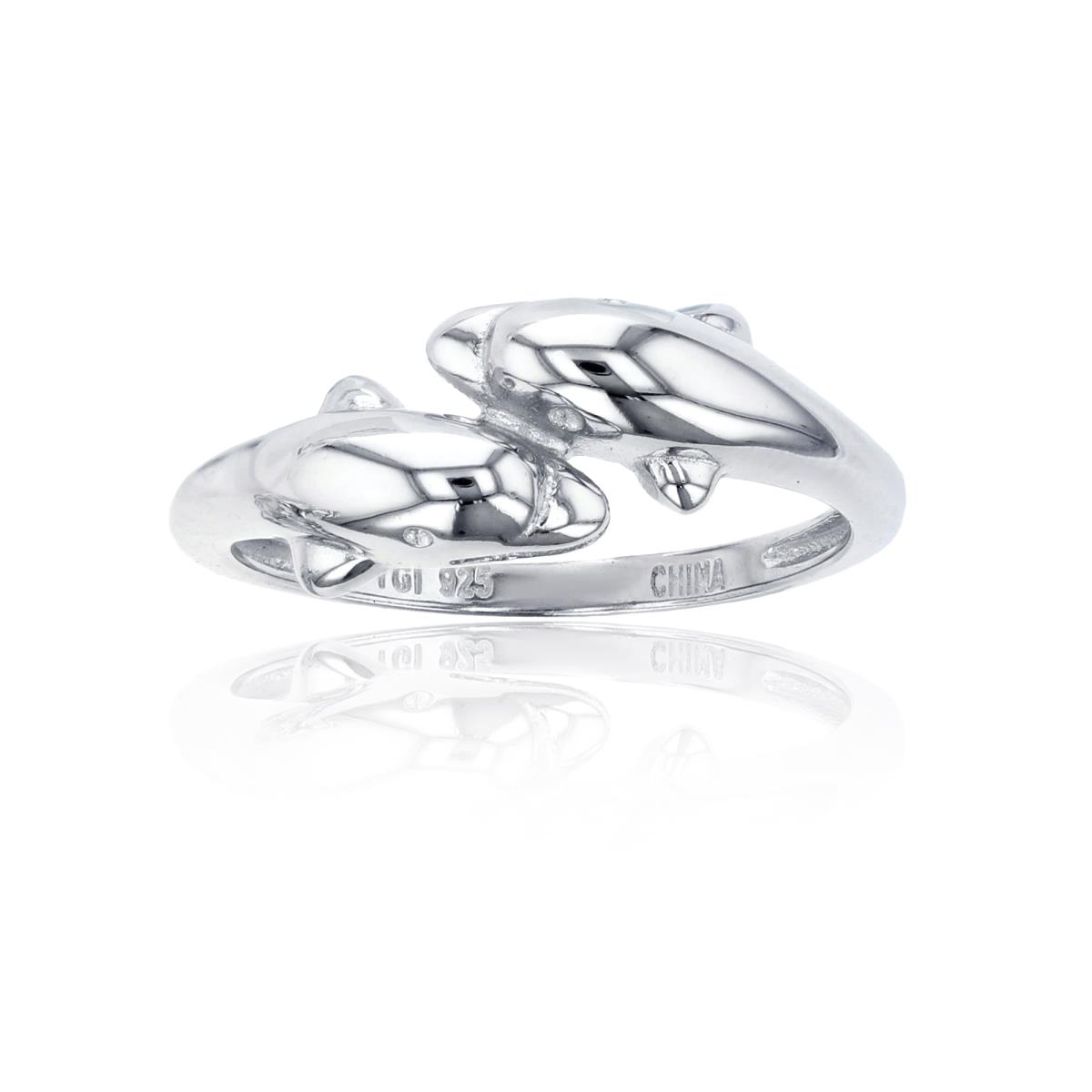 Sterling Silver Mirrored Dolphin Ring