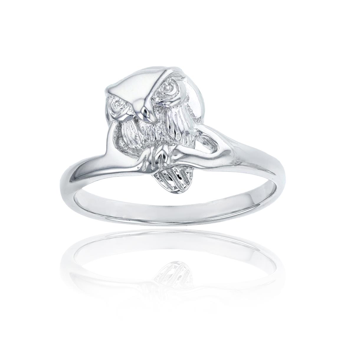 Sterling Silver Rhodium High Polished Owl Ring