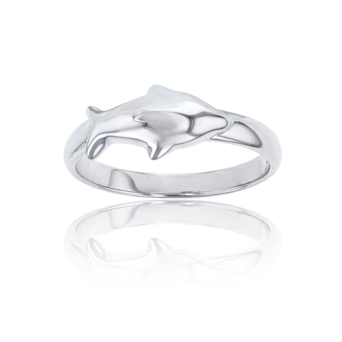 Sterling Silver Rhodium High Polished Shark Ring