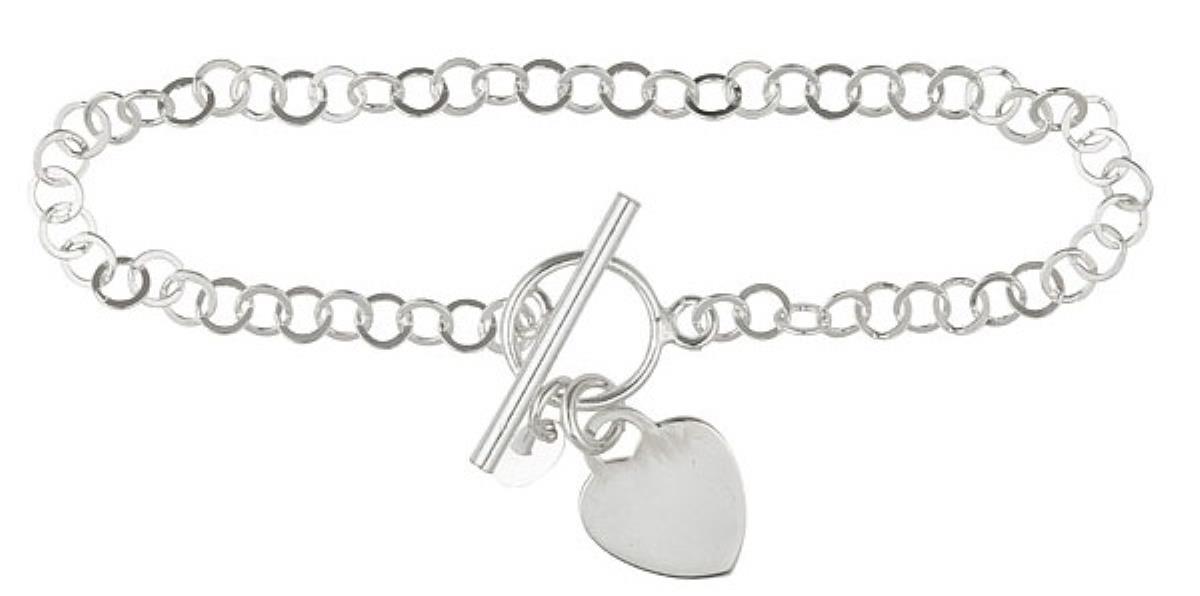 Sterling Silver Heart & Toggle Bracelet