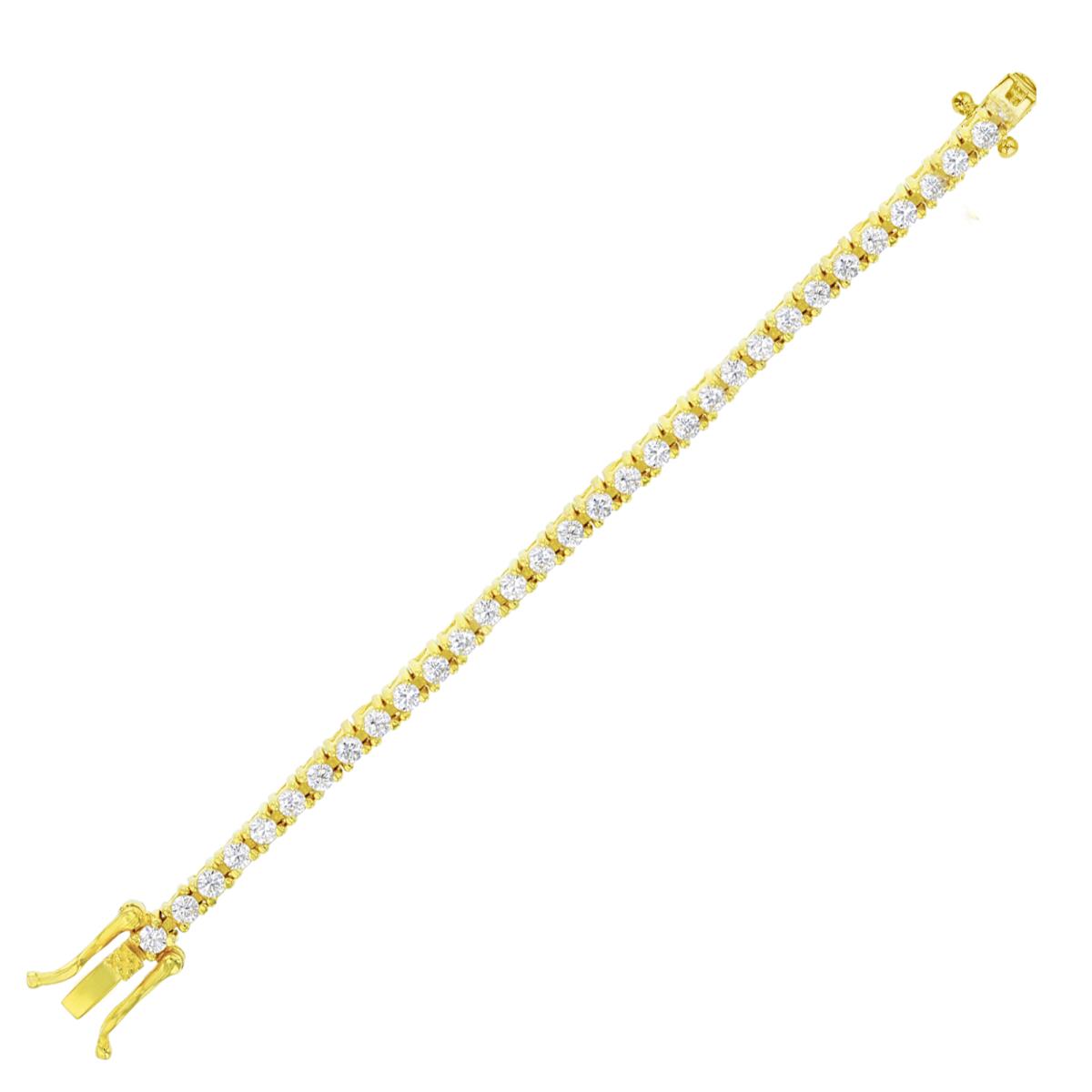 Sterling Silver Yellow 2mm Round Prong Set Tennis Bracelet