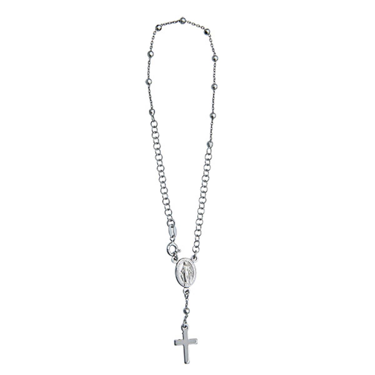 Sterling Silver Diamond Cut Rosary Bracelet