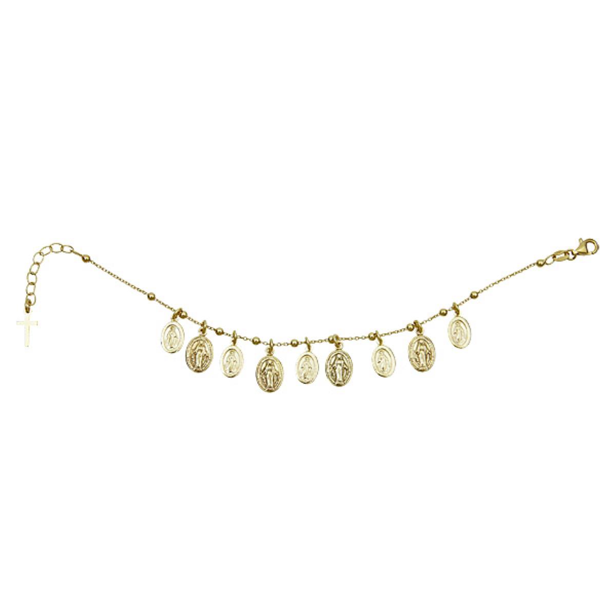 Sterling Silver Yellow Virgin Mary Rosary Bracelet
