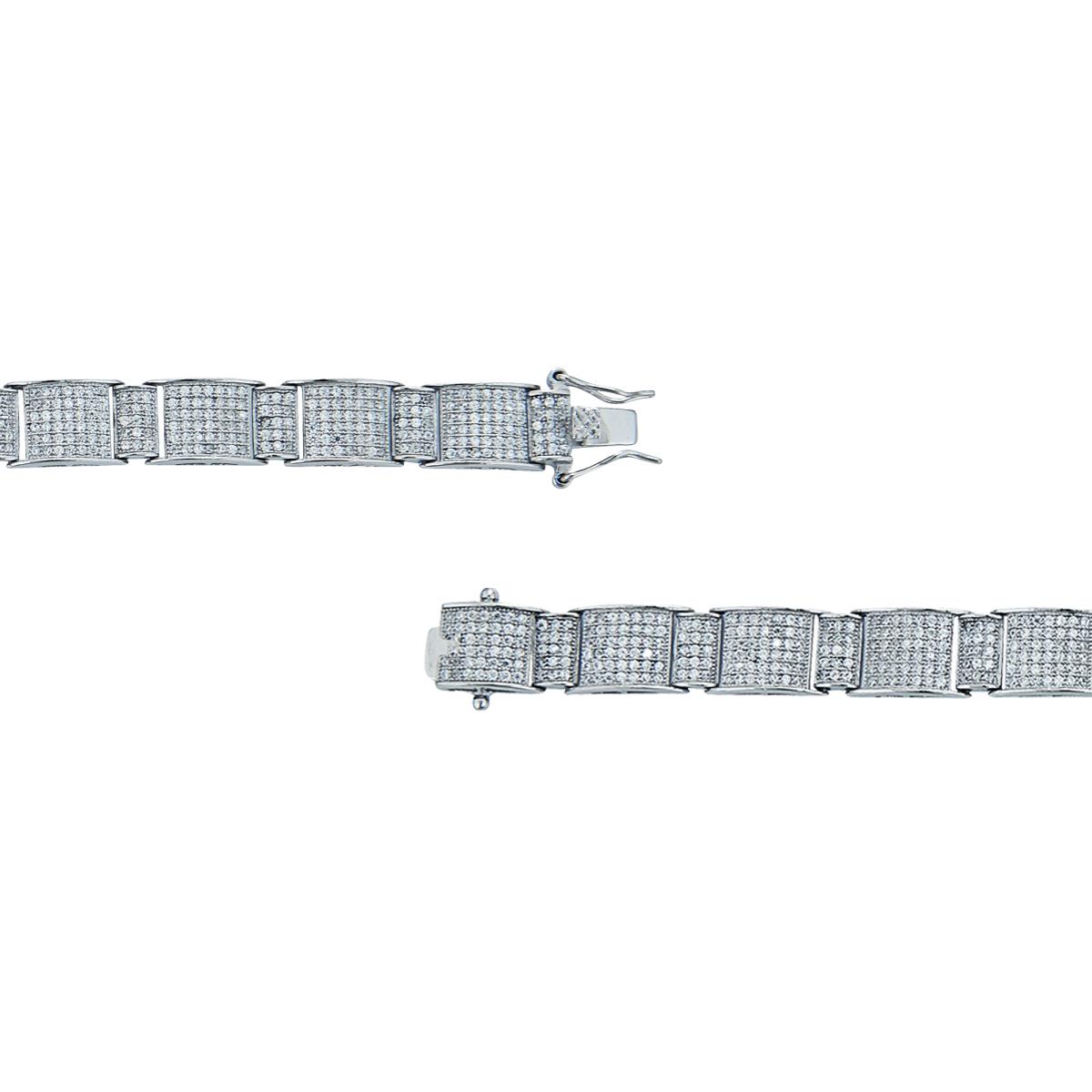 Sterling Silver Pave Men's Bracelet