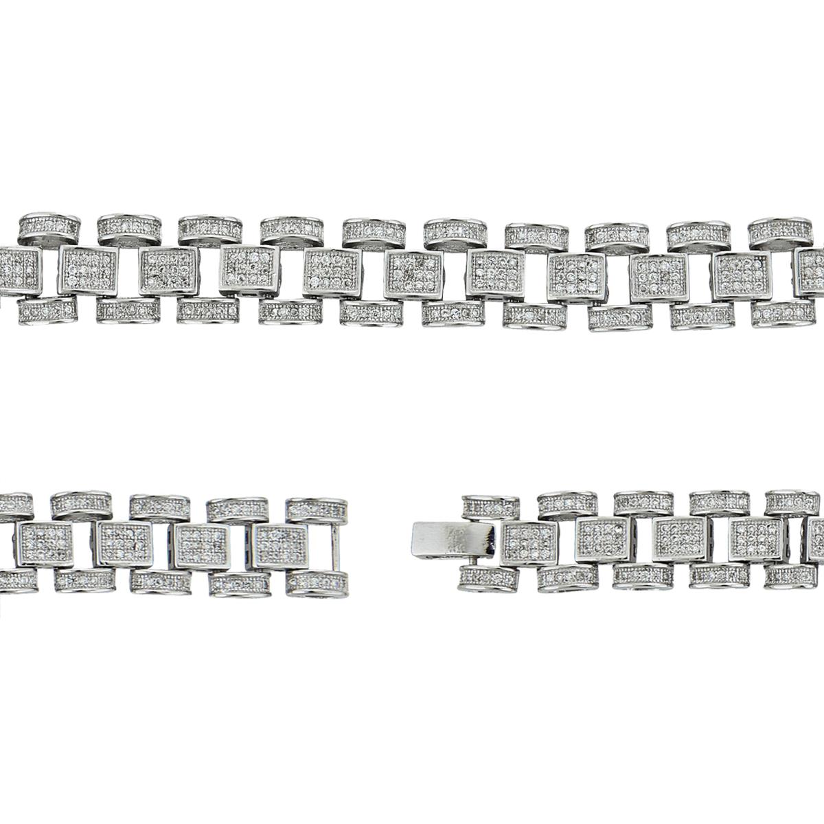Sterling Silver Pave Men's Bracelet