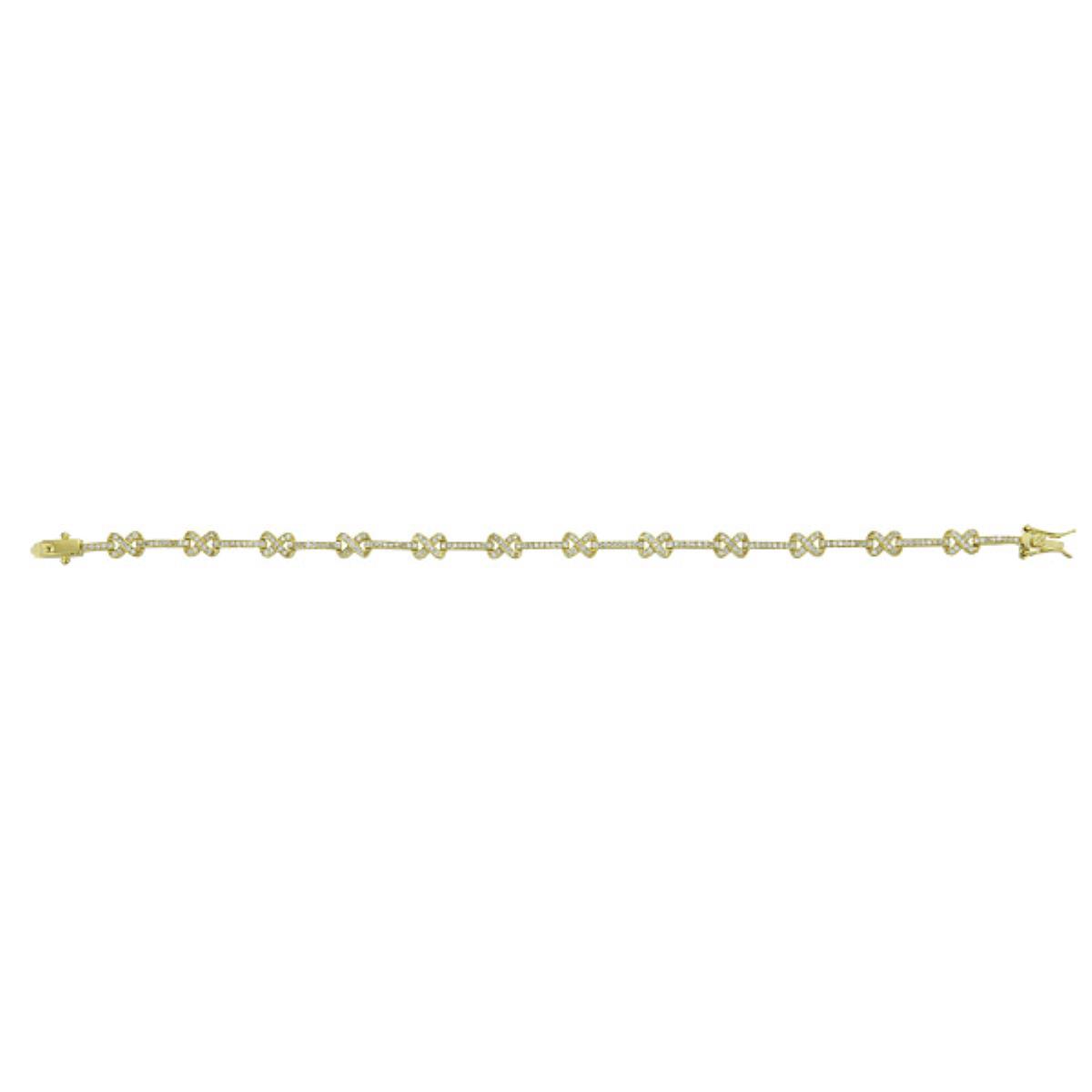Sterling Silver Yellow Micropave X Bar Bracelet