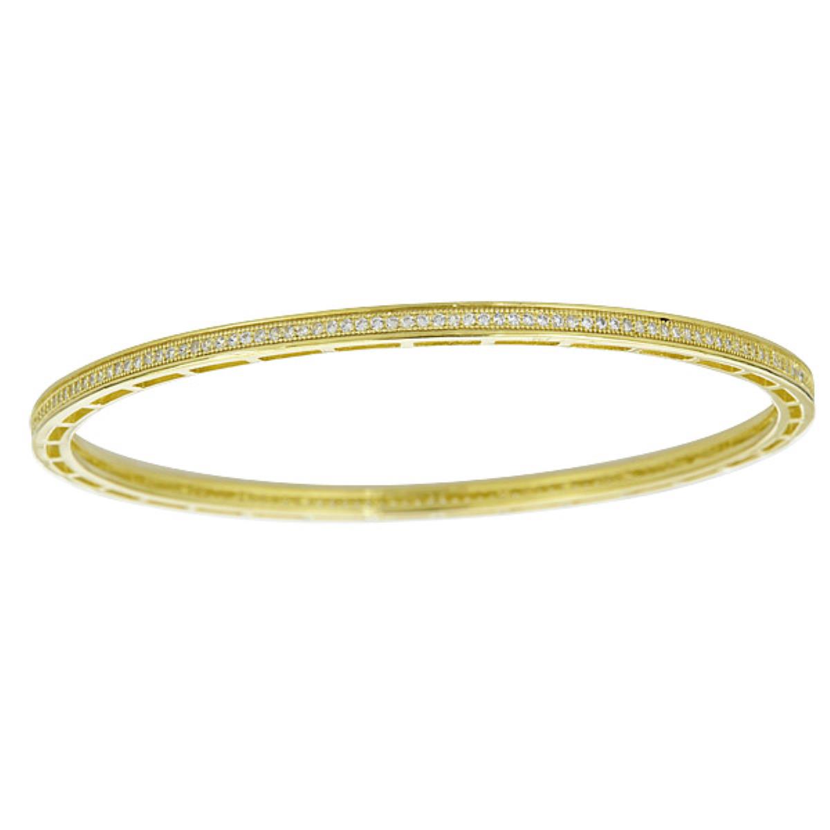 Sterling Silver Yellow 1.20MM Pave Eternity Stack Bangle