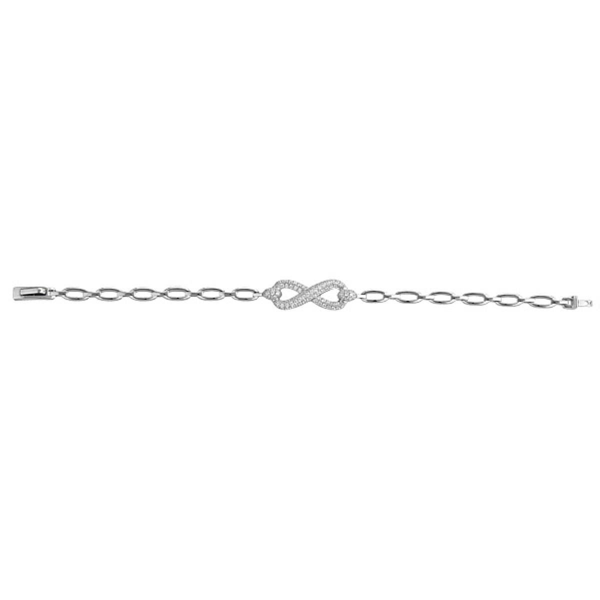 Sterling Silver Infinity Frontal Fashion 7" Bracelet