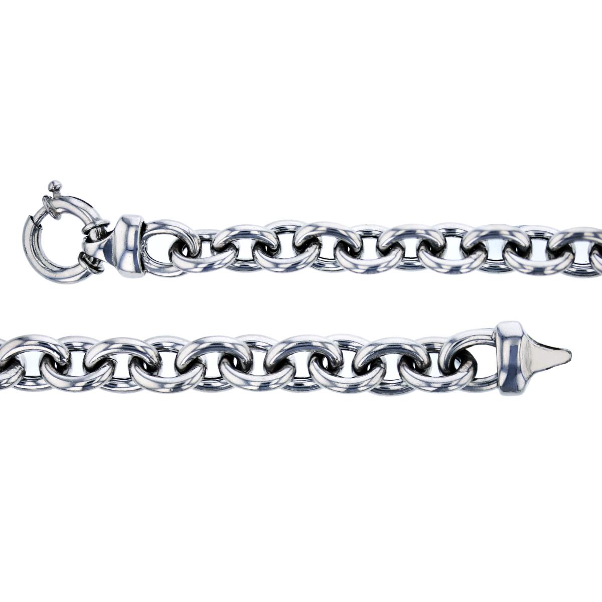 Sterling Silver Rhodium Polished Rollo 7.5" Link Bracelet