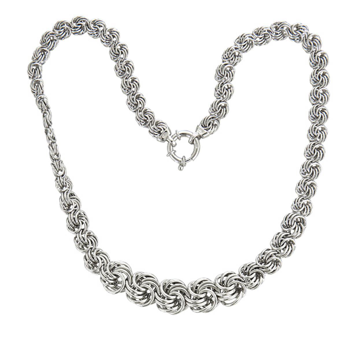Sterling Silver Graduated 080/150 Rosetta Necklace