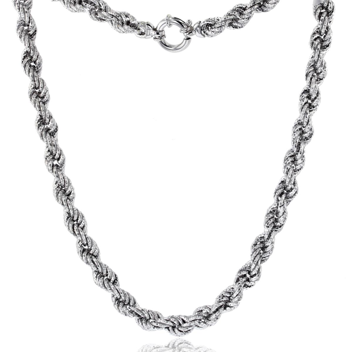 Sterling Silver Rhodium Diamond Cut Rope 150 17" Necklace