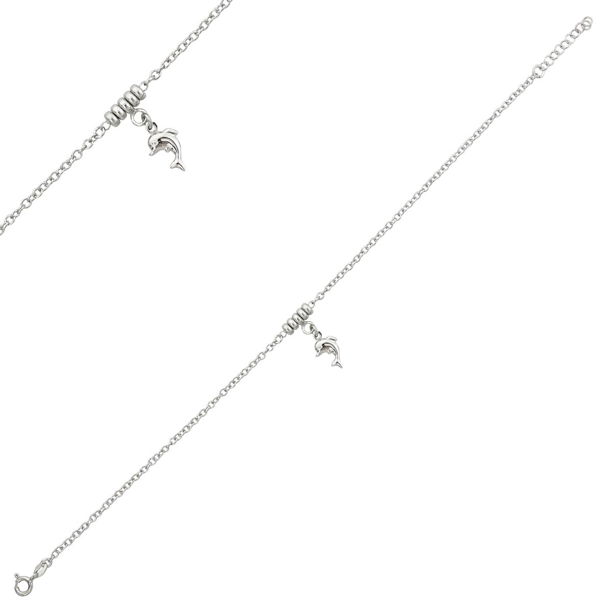 Sterling Silver Dangling Dolphin Anklet