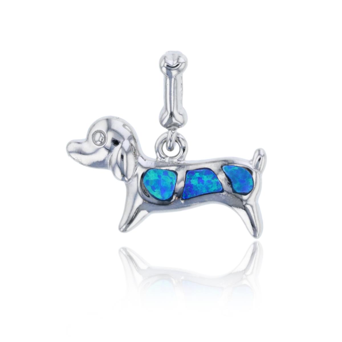 Sterling Silver Created Opal Dog Pendant
