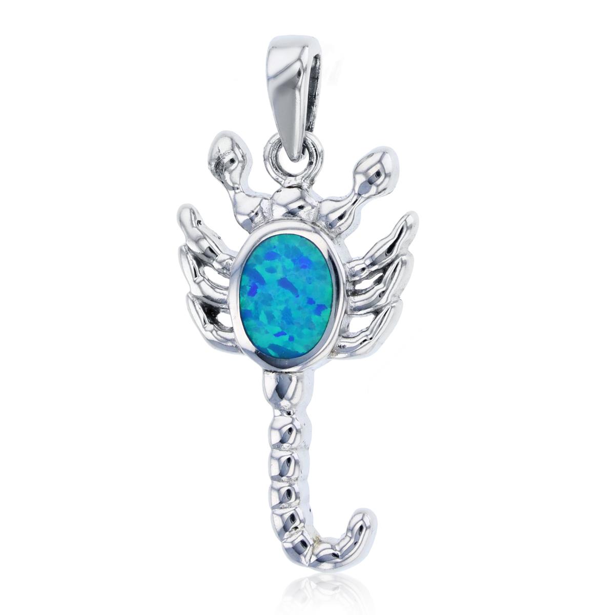 Sterling Silver Created Opal  Scorpion Pendant