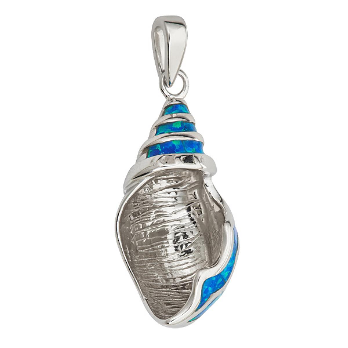 Sterling Silver Created Opal Shell Pendant