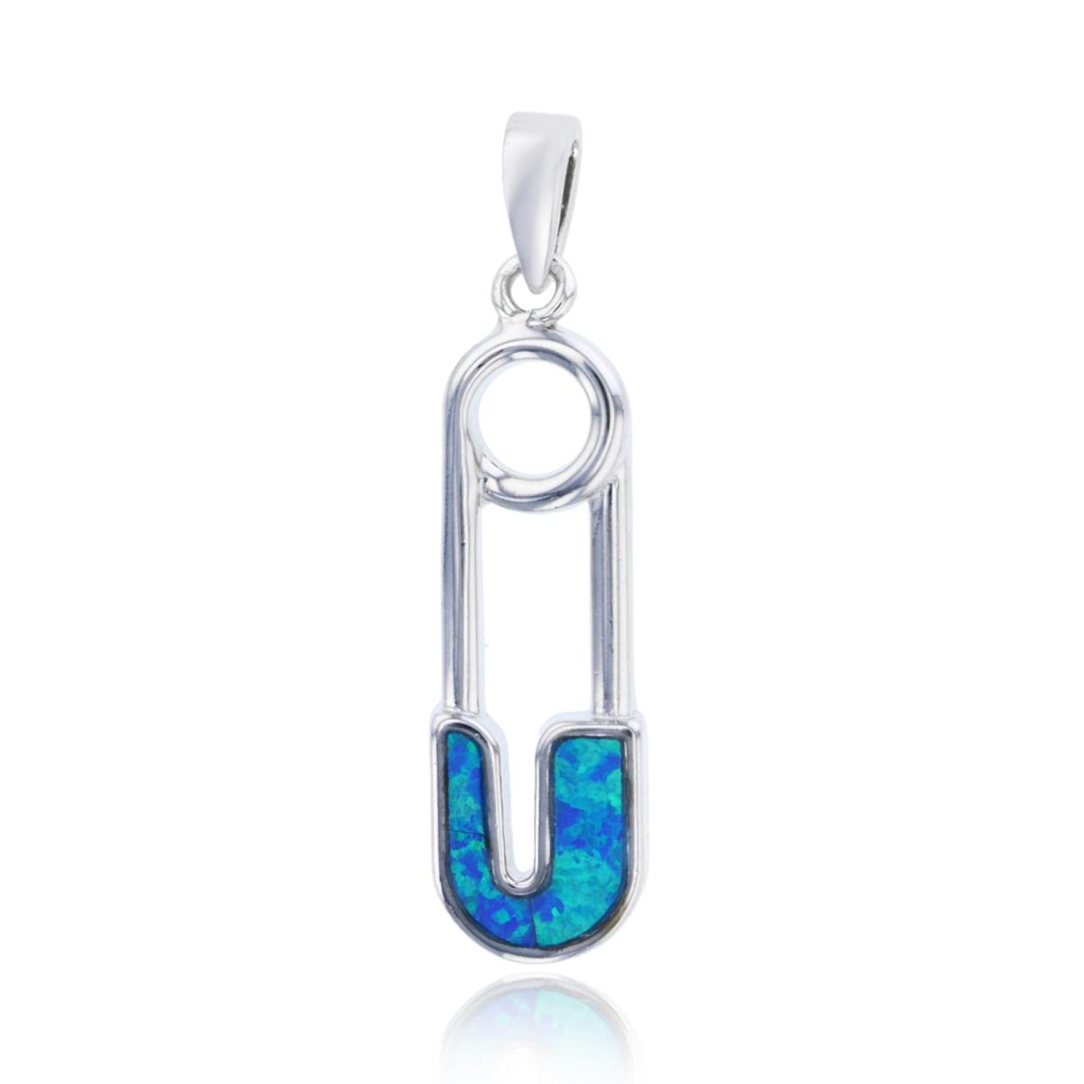 Sterling Silver Created Opal Pin Pendant