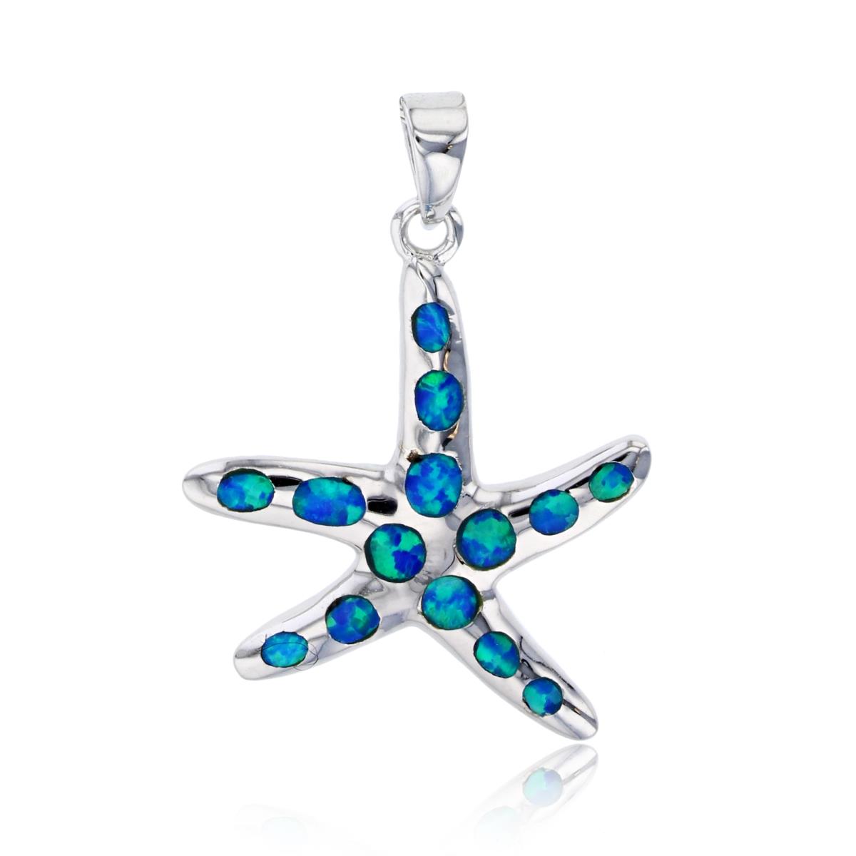 Sterling Silver Created Opal Starfish Pendant