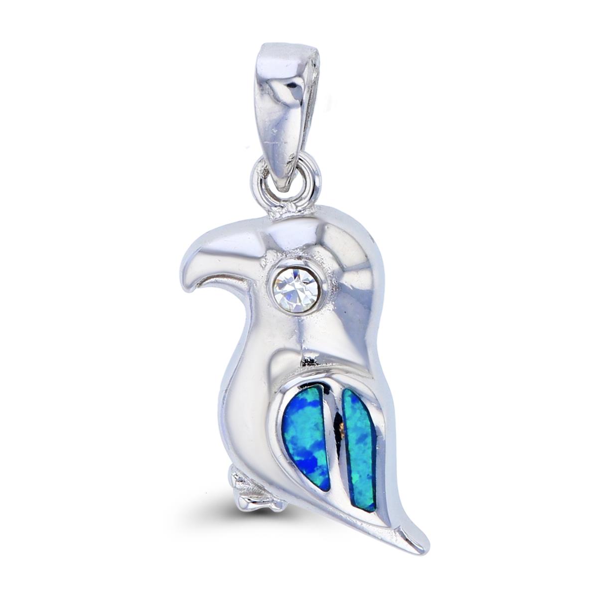 Sterling Silver Created Opal Bird Pendant