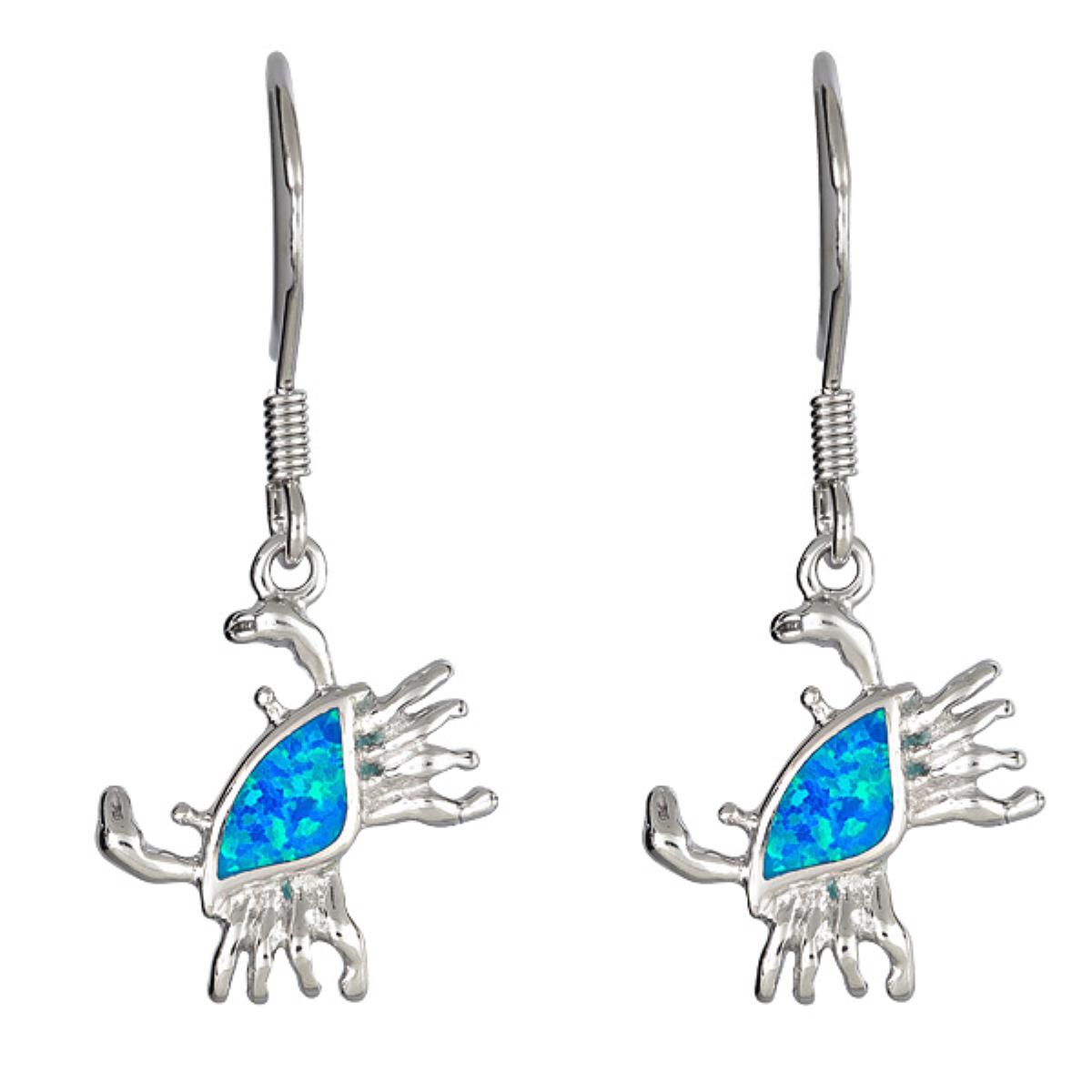 Sterling Silver Created Opal Dangling Crab Earrings