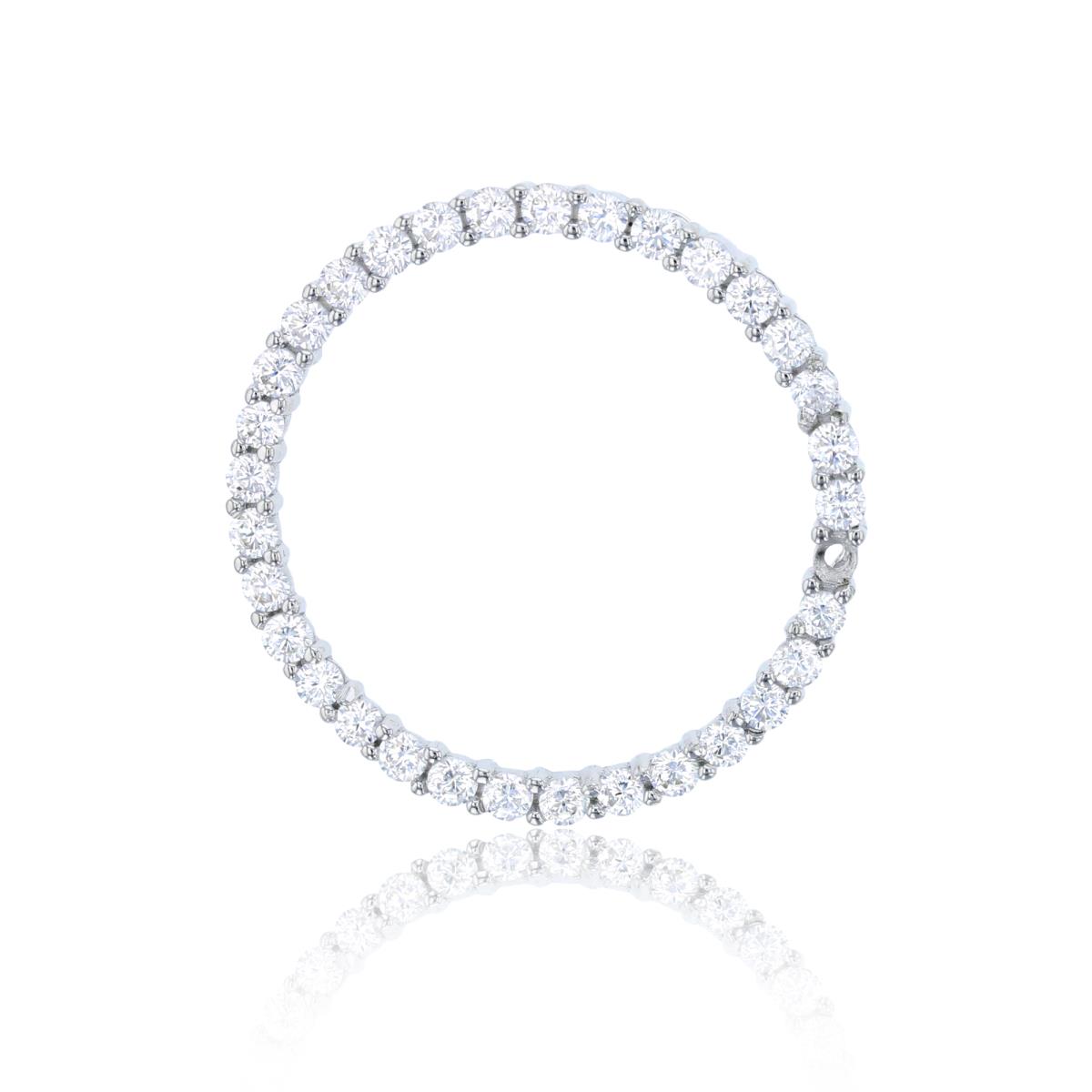 Sterling Silver Pave Circle Pendant