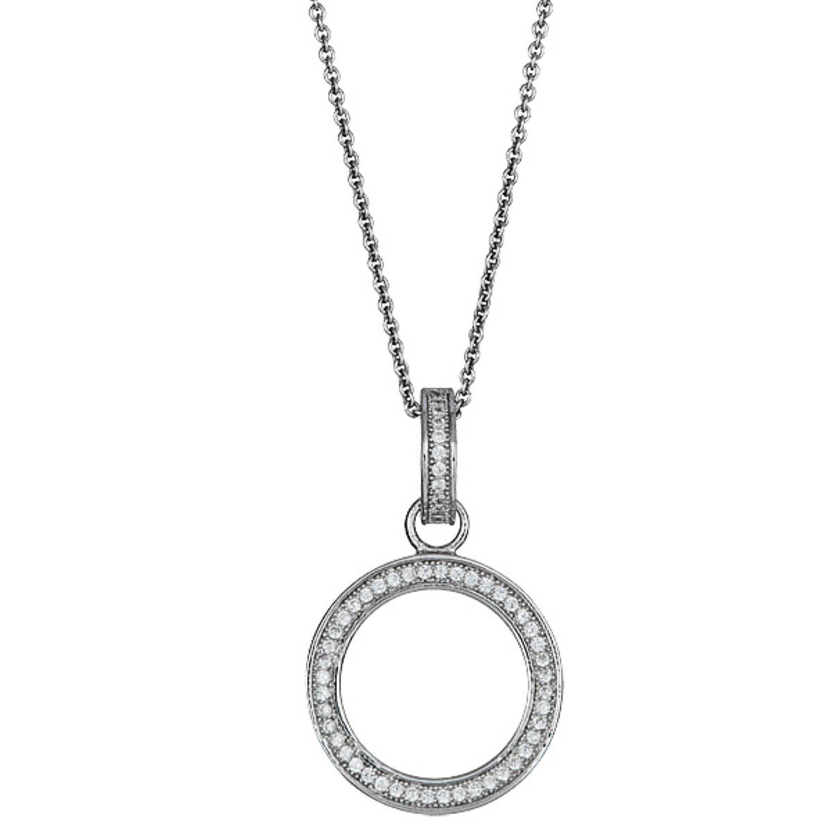 Sterling Silver Round Pave Pendant