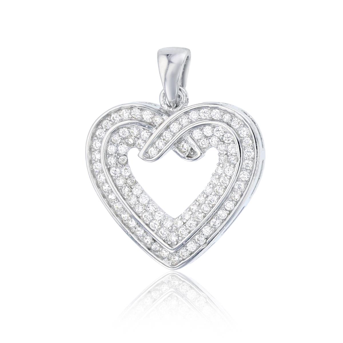 Sterling Silver Pave Heart Pendant