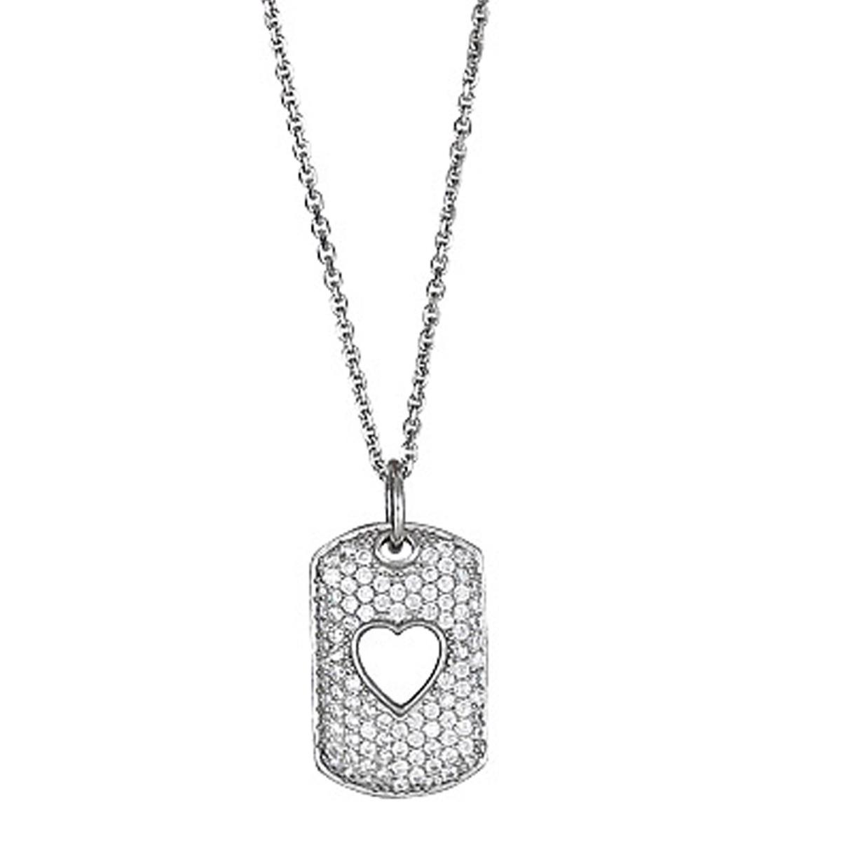 Sterling Silver Heart Dog Tag Pendant