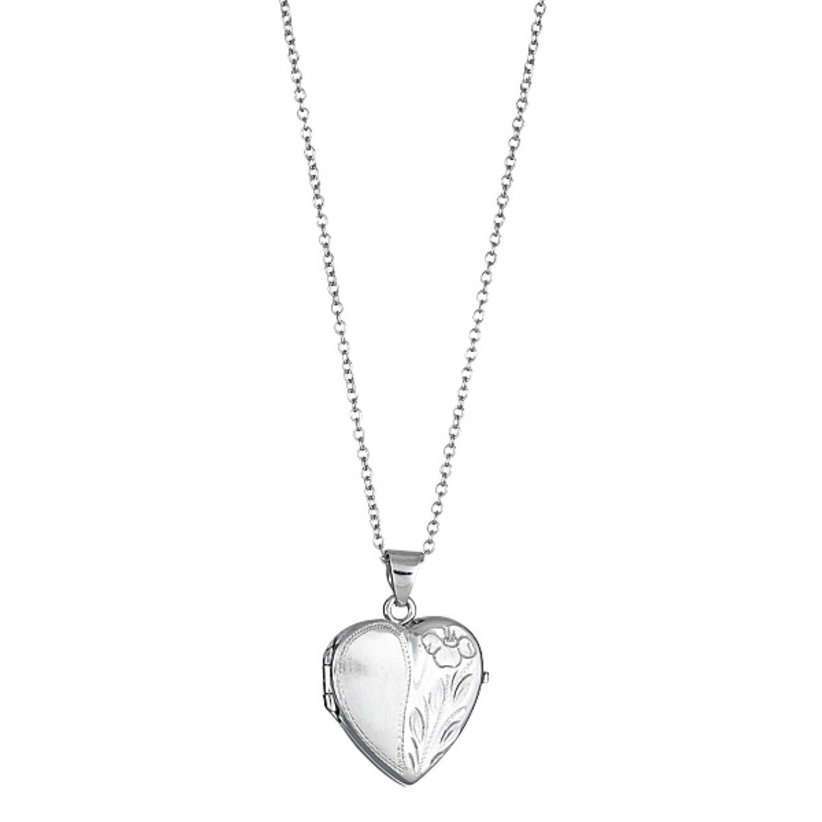 Sterling Silver mm Floral Heart Locket