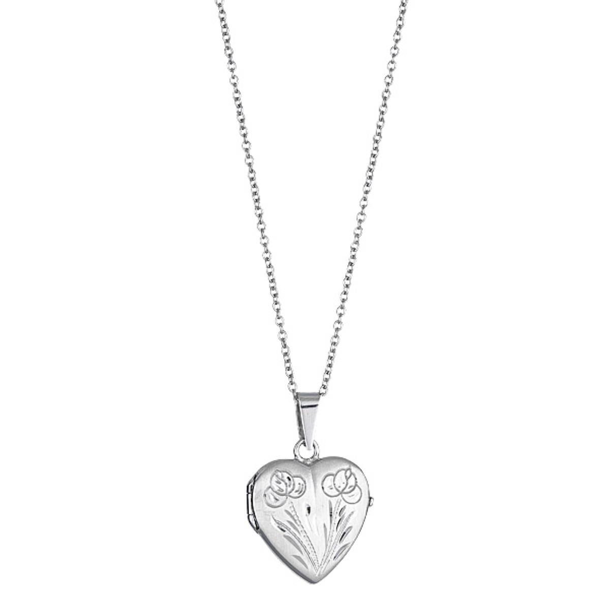 Sterling Silver mm Floral Heart Locket